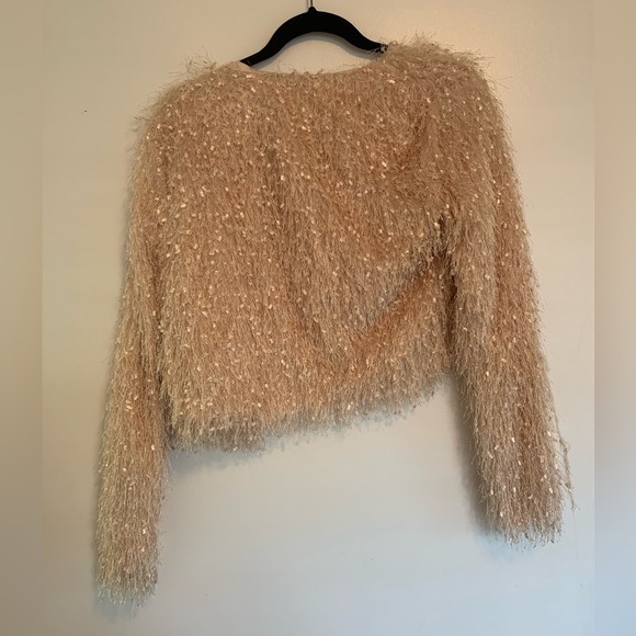 Forever 21 Contemporary Shaggy Knit Blush Pink Open Front Jacket - Size S - Picture 5 of 5